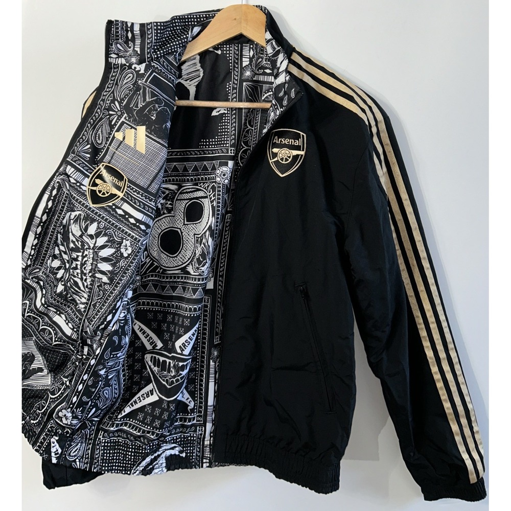 Mens Adidas Arsenal Ian Wright Anthem Reversible Jacket IP1607 Sz XS Oversized